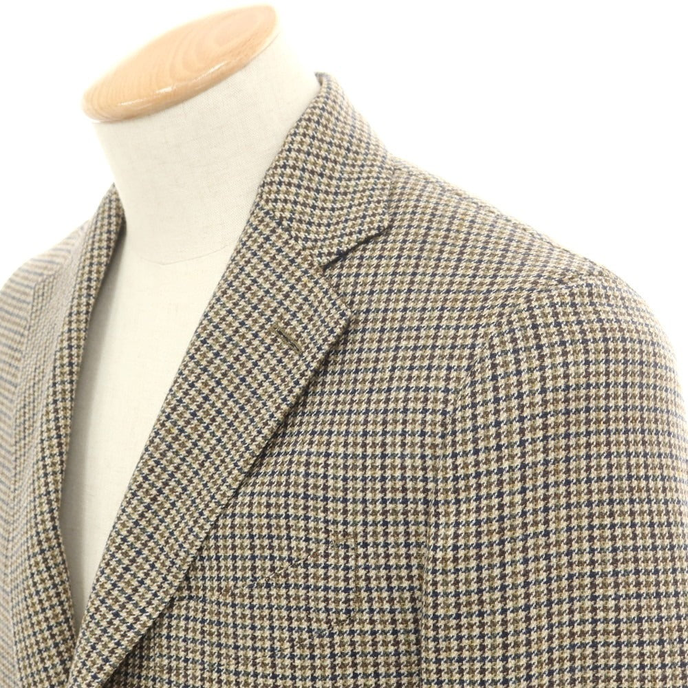 【中古】ラルディーニ LARDINI ウールコットン ガンクラブチェック 3B テーラードジャケット ネイビーxブラウン【 44 】【 状態ランクA 】【 メンズ 】