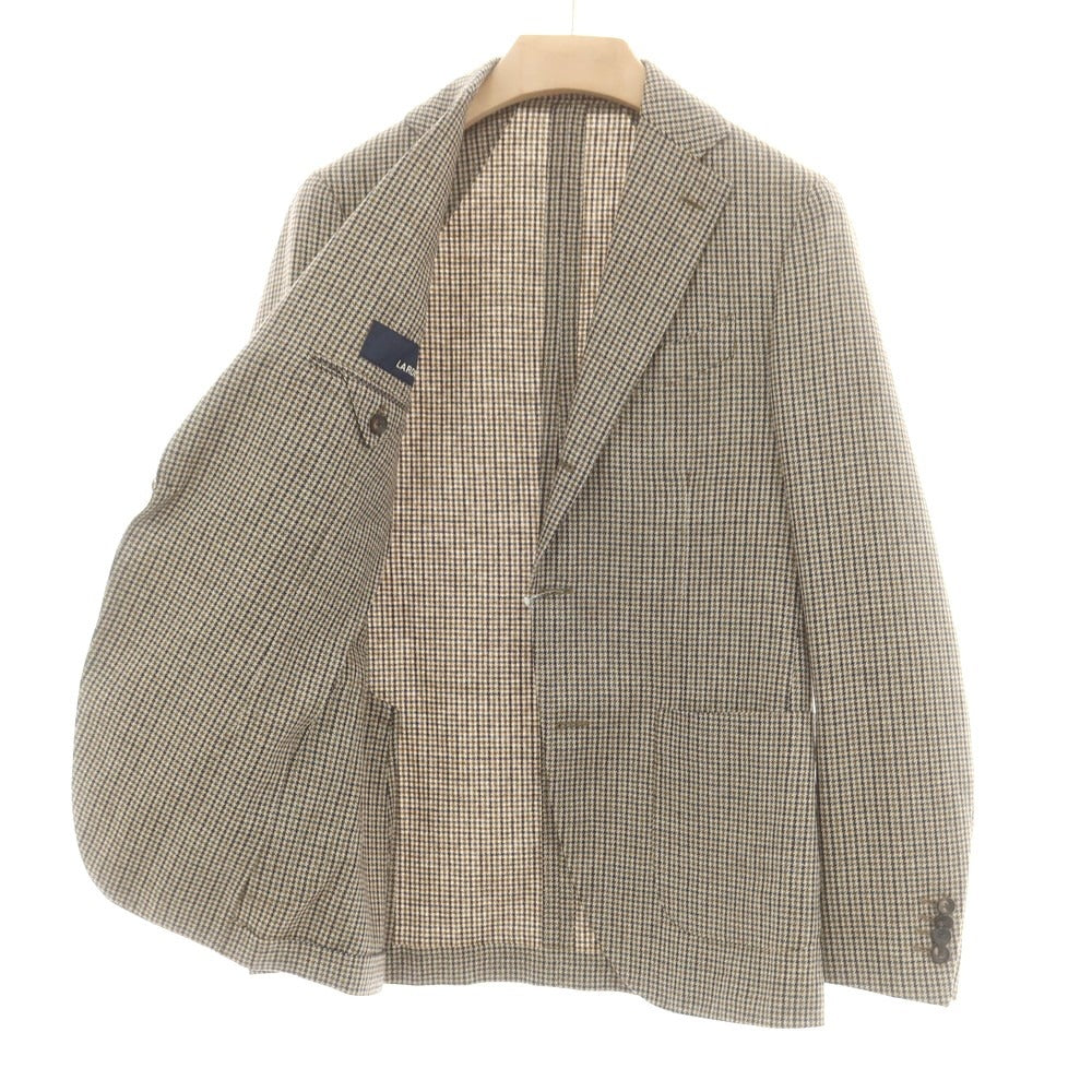 【中古】ラルディーニ LARDINI ウールコットン ガンクラブチェック 3B テーラードジャケット ネイビーxブラウン【 44 】【 状態ランクA 】【 メンズ 】