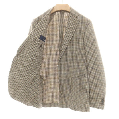 【中古】ラルディーニ LARDINI ウールコットン ガンクラブチェック 3B テーラードジャケット ネイビーxブラウン【 44 】【 状態ランクA 】【 メンズ 】