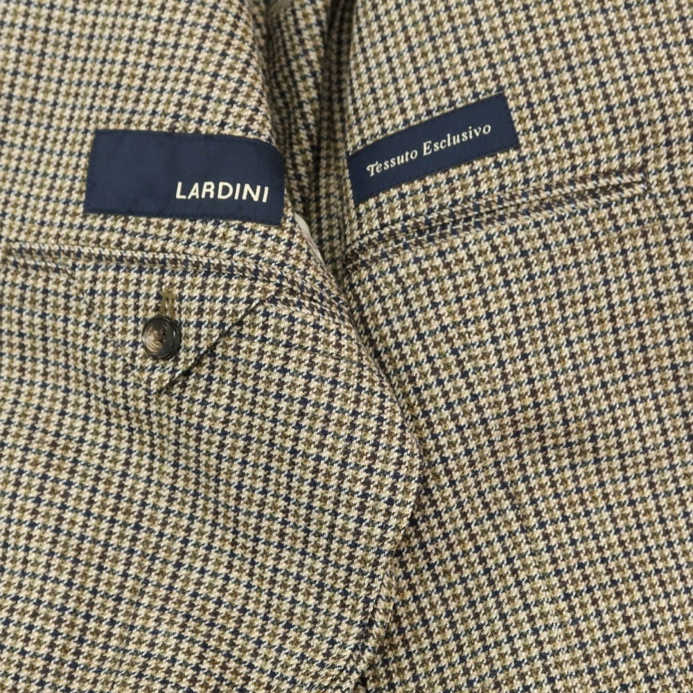 【中古】ラルディーニ LARDINI ウールコットン ガンクラブチェック 3B テーラードジャケット ネイビーxブラウン【 44 】【 状態ランクA 】【 メンズ 】