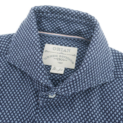 【中古】オリアン ORIAN コットン ホリゾンタルカラー カジュアルシャツ ネイビー【 37 】【 状態ランクB 】【 メンズ 】
