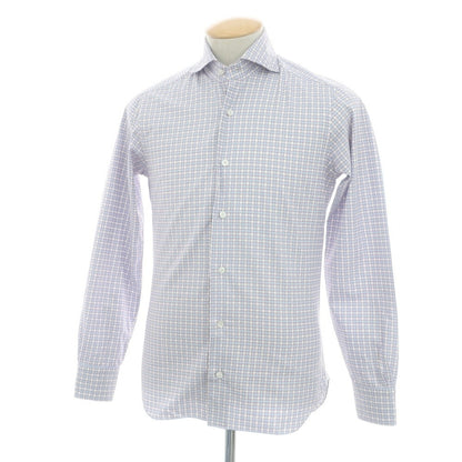 【中古】バルバ ダンディライフ BARBA DANDY LIFE コットン チェック ホリゾンタルカラー カジュアルシャツ ブルー【 36 】【 状態ランクB 】【 メンズ 】