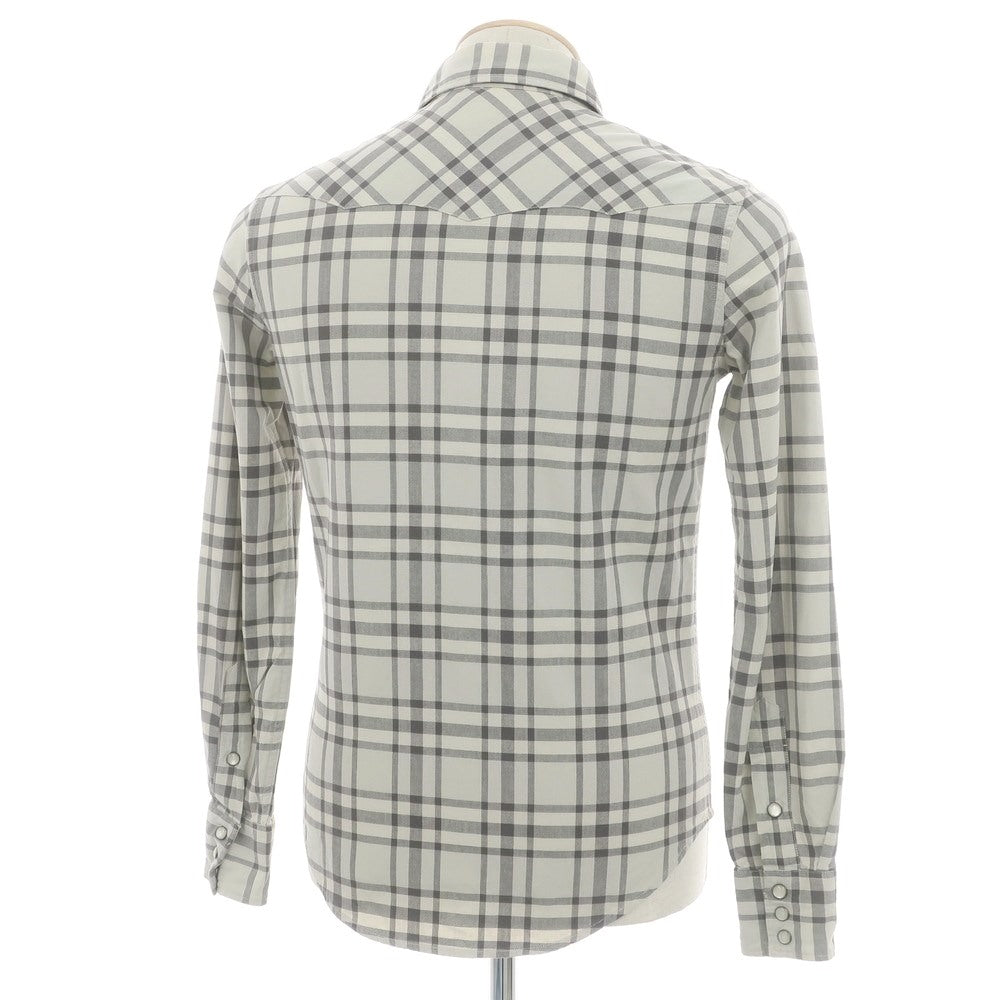 【中古】ダブルアールエル RRL DOUBLE RL コットン チェック レギュラーカラー ウエスタンシャツ グレーxベージュ【 サイズ1 】【 状態ランクC 】【 メンズ 】 [BPD]
