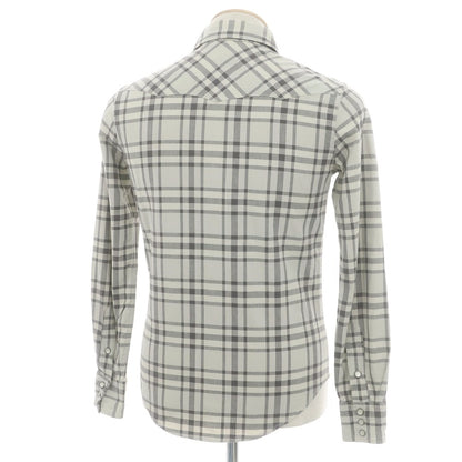 【中古】ダブルアールエル RRL DOUBLE RL コットン チェック レギュラーカラー ウエスタンシャツ グレーxベージュ【 1 】【 状態ランクC 】【 メンズ 】