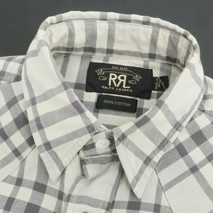 【中古】ダブルアールエル RRL DOUBLE RL コットン チェック レギュラーカラー ウエスタンシャツ グレーxベージュ【 1 】【 状態ランクC 】【 メンズ 】