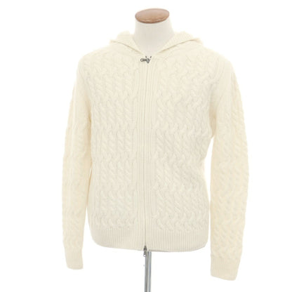 【中古】ランベルトロザーニ LAMBERTO LOSANI ウールシルクカシミヤ ダブルジップ ニットパーカー ホワイト【 48 】【 状態ランクC 】【 メンズ 】