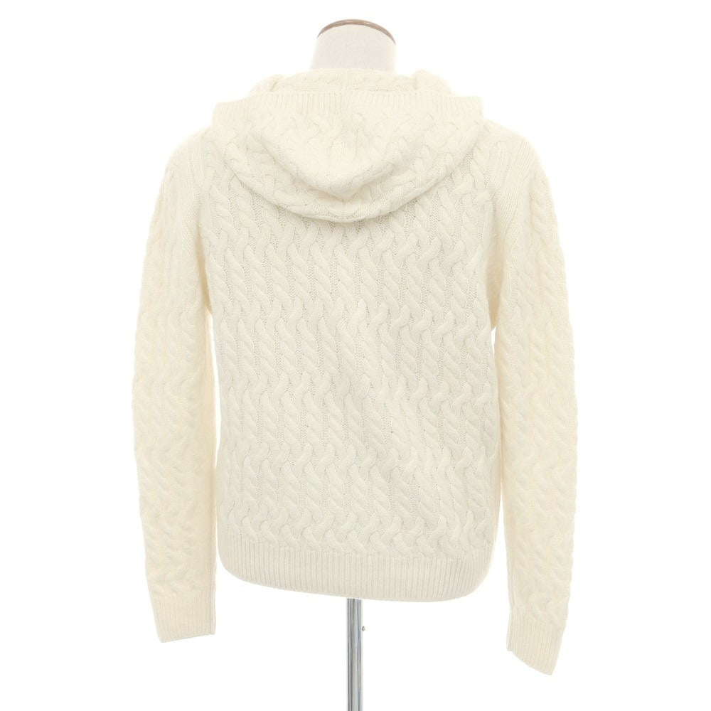 【中古】ランベルトロザーニ LAMBERTO LOSANI ウールシルクカシミヤ ダブルジップ ニットパーカー ホワイト【 48 】【 状態ランクC 】【 メンズ 】