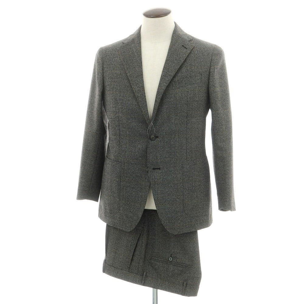 【中古】タリアトーレ TAGLIATORE ウール チェック 2つボタンスーツ ダークグレーxイエロー【サイズ50】【 状態ランクA 】【 メンズ 】[CPD]