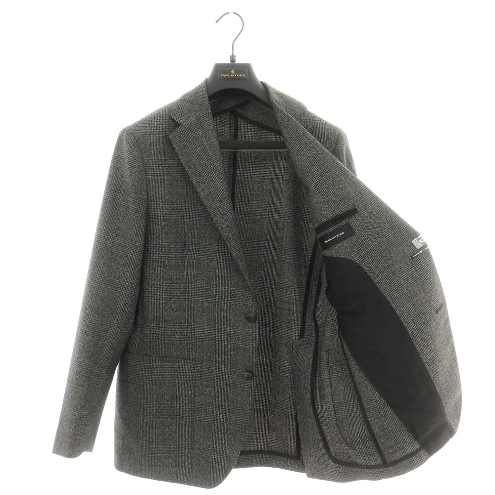 【中古】タリアトーレ TAGLIATORE ウール チェック 2つボタンスーツ ダークグレーxイエロー【サイズ50】【 状態ランクA 】【 メンズ 】[CPD]
