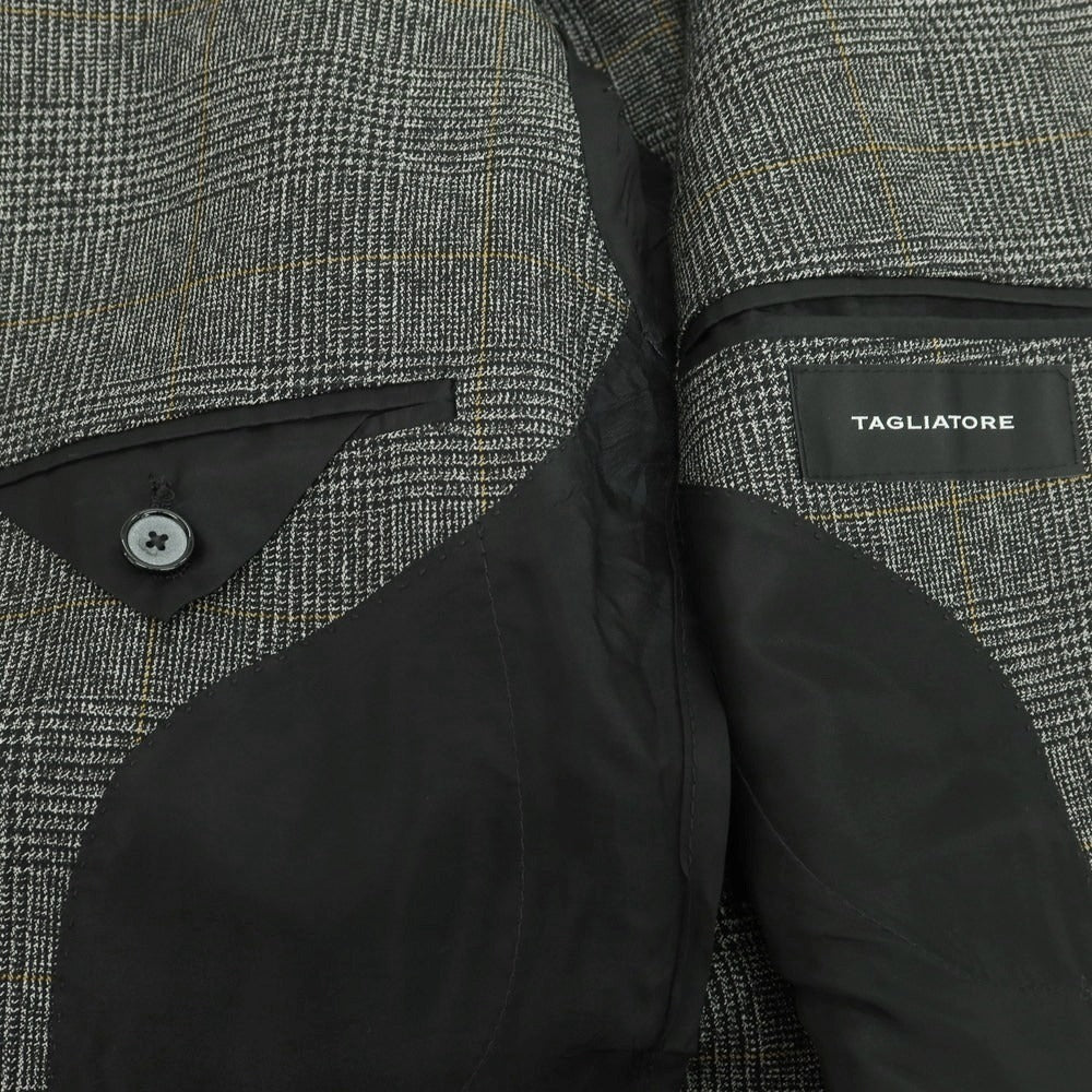 【中古】タリアトーレ TAGLIATORE ウール チェック 2つボタンスーツ ダークグレーxイエロー【 50 】【 状態ランクA 】【 メンズ 】