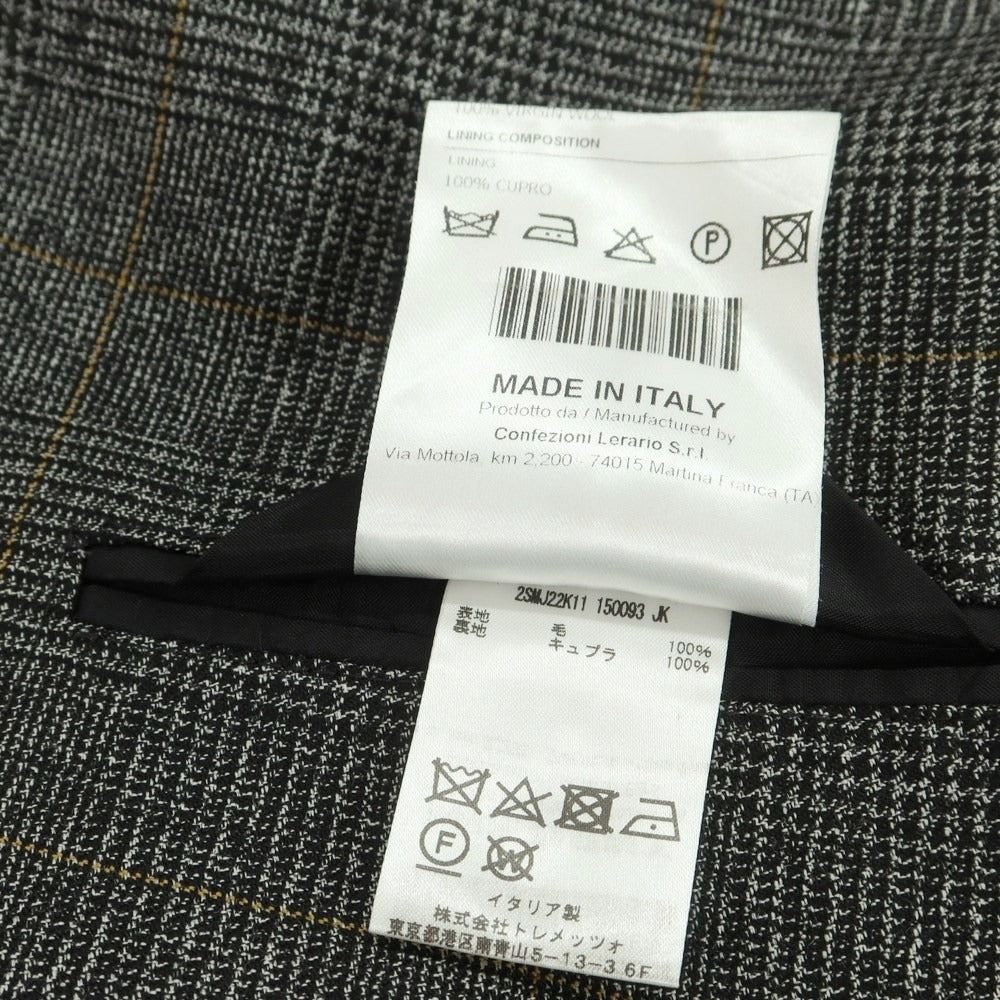 【中古】タリアトーレ TAGLIATORE ウール チェック 2つボタンスーツ ダークグレーxイエロー【サイズ50】【 状態ランクA 】【 メンズ 】[CPD]