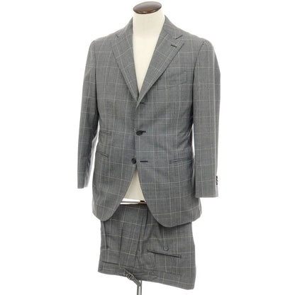 【中古】ティト アレグレット TITO ALLEGRETTO ウール チェック 3つボタンスーツ ライトグレー【サイズ50】【 状態ランクB 】【 メンズ 】