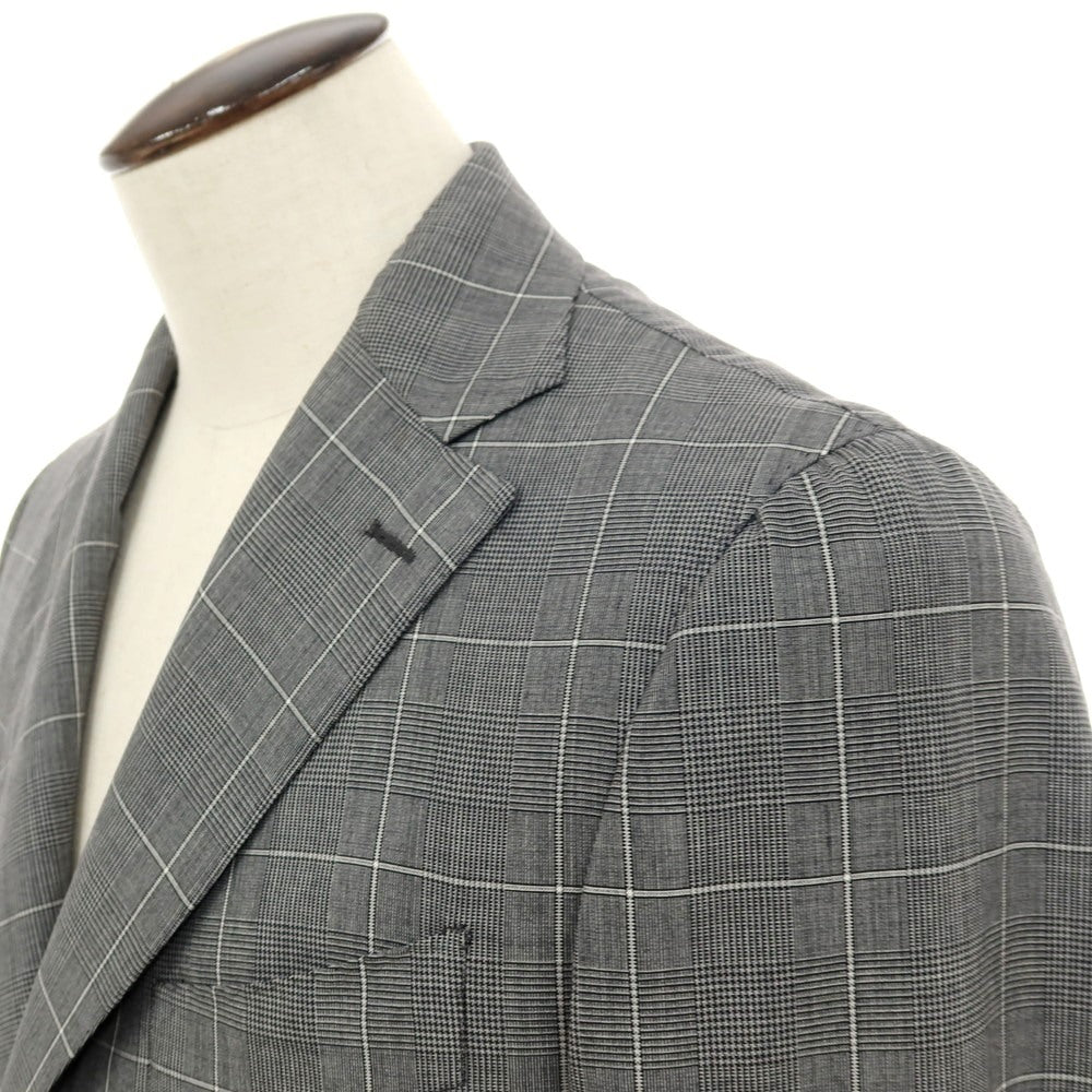 【中古】ティト アレグレット TITO ALLEGRETTO ウール チェック 3つボタンスーツ ライトグレー【 サイズ50 】【 状態ランクB 】【 メンズ 】 [BPD]
