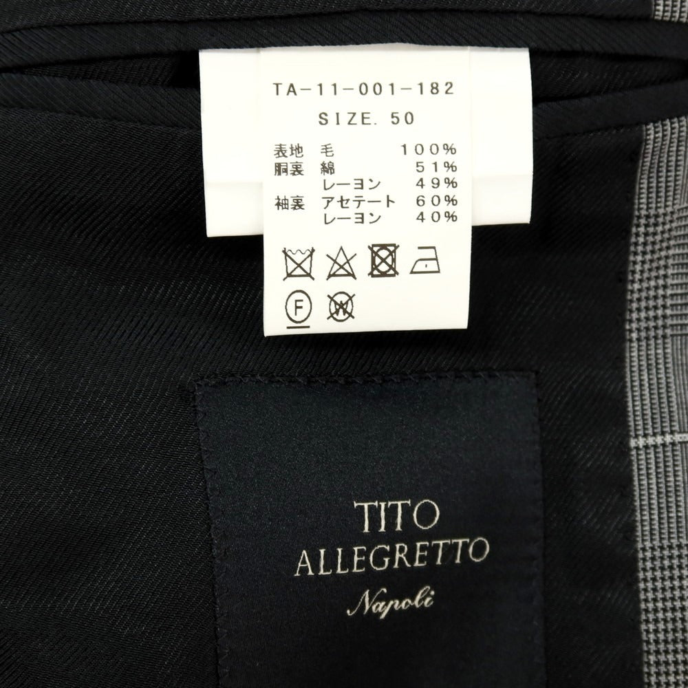 【中古】ティト アレグレット TITO ALLEGRETTO ウール チェック 3つボタンスーツ ライトグレー【 サイズ50 】【 状態ランクB 】【 メンズ 】 [BPD]