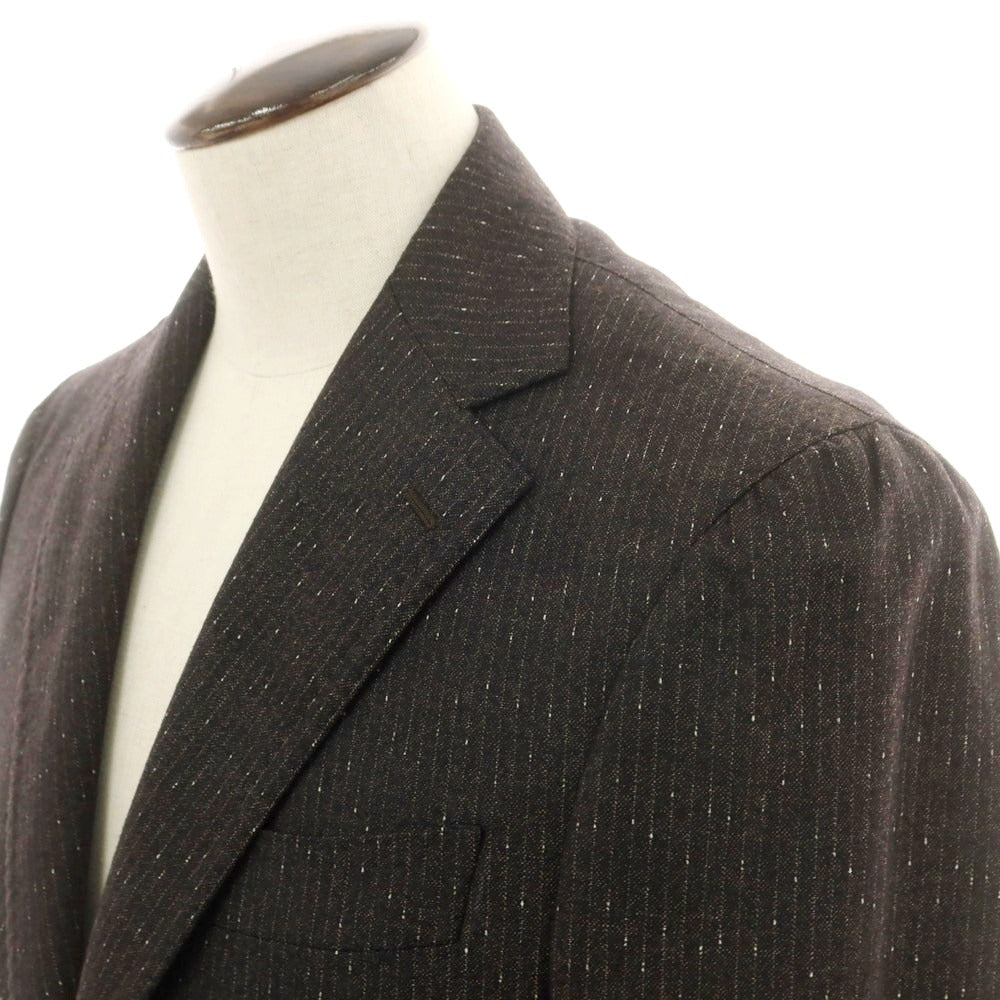 【中古】ティト アレグレット TITO ALLEGRETTO ウール ストライプ 3つボタンスーツ ダークブラウン【 50 】【 状態ランクB 】【 メンズ 】