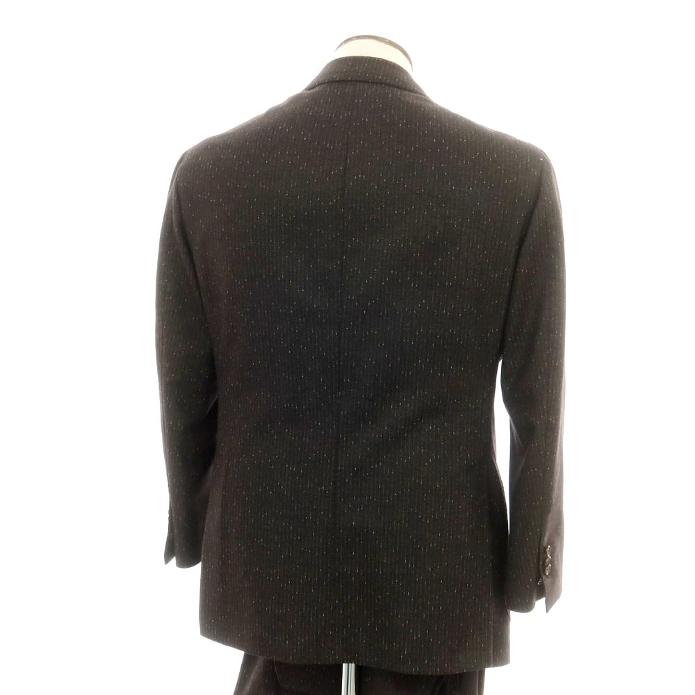 【中古】ティト アレグレット TITO ALLEGRETTO ウール ストライプ 3つボタンスーツ ダークブラウン【サイズ50】【 状態ランクB 】【 メンズ 】[BPD]
