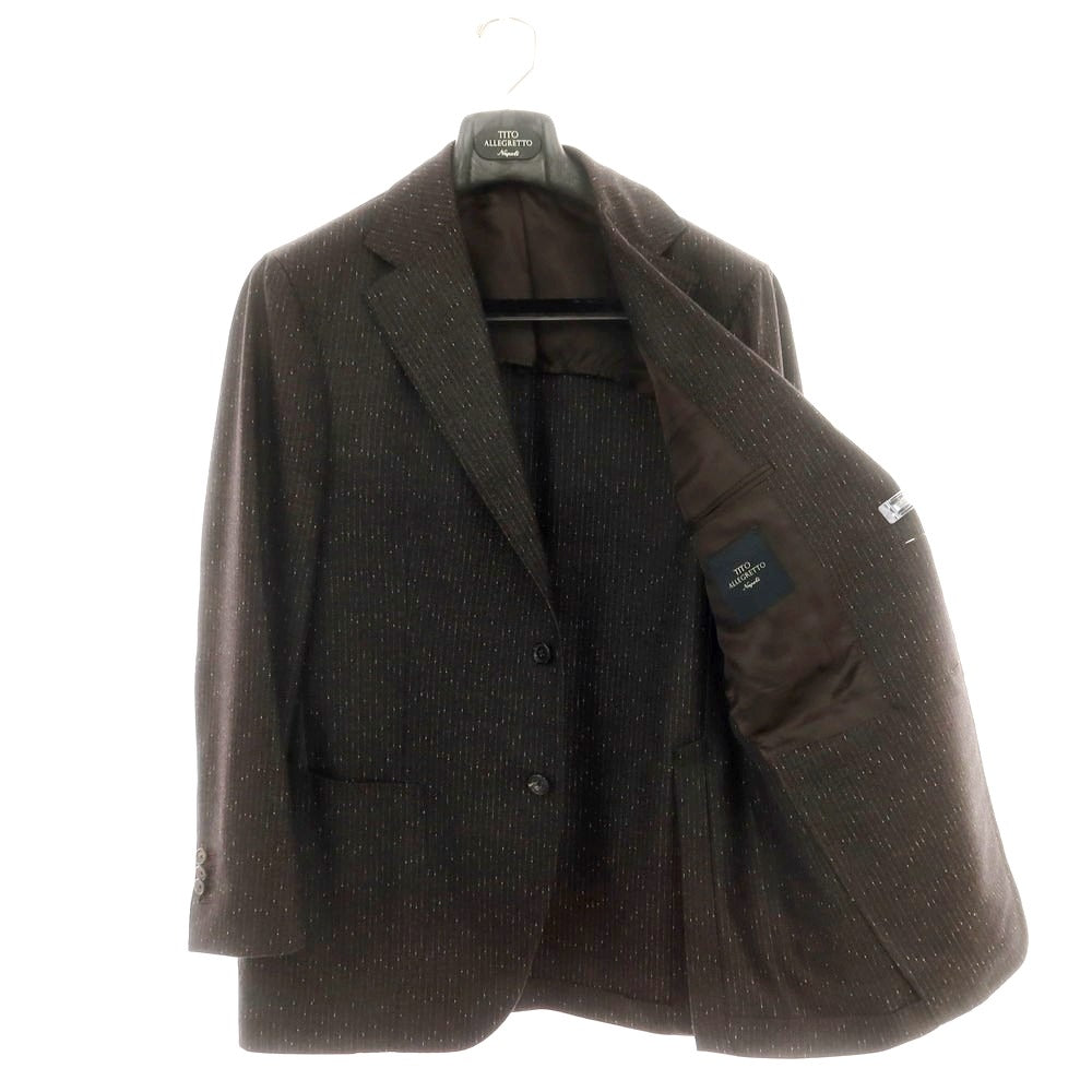 【中古】ティト アレグレット TITO ALLEGRETTO ウール ストライプ 3つボタンスーツ ダークブラウン【 50 】【 状態ランクB 】【 メンズ 】