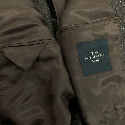 【中古】ティト アレグレット TITO ALLEGRETTO ウール ストライプ 3つボタンスーツ ダークブラウン【 50 】【 状態ランクB 】【 メンズ 】