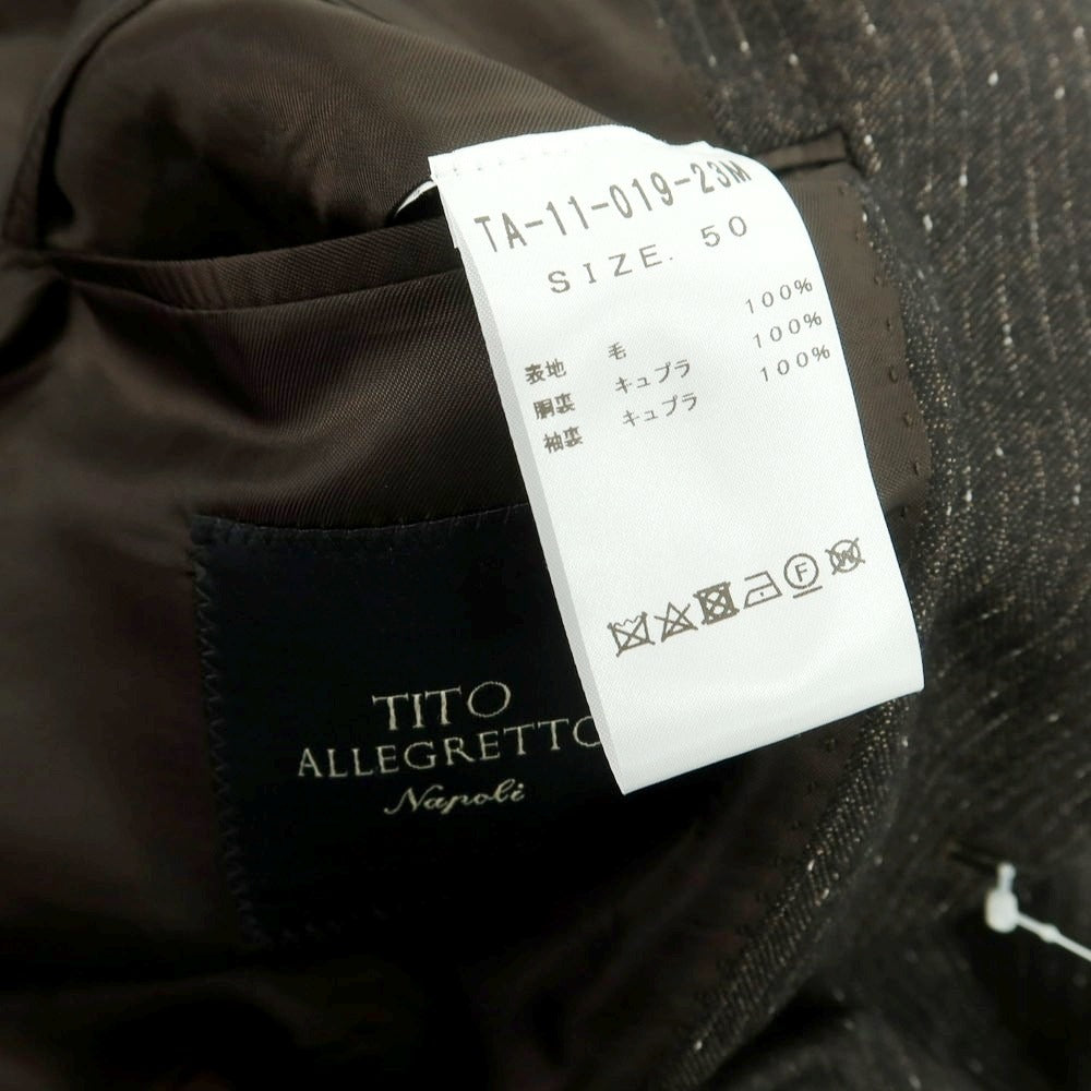 【中古】ティト アレグレット TITO ALLEGRETTO ウール ストライプ 3つボタンスーツ ダークブラウン【 50 】【 状態ランクB 】【 メンズ 】