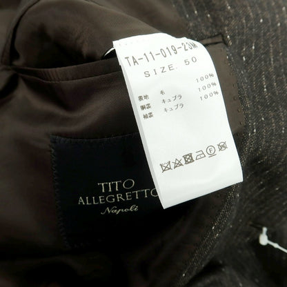 【中古】ティト アレグレット TITO ALLEGRETTO ウール ストライプ 3つボタンスーツ ダークブラウン【 50 】【 状態ランクB 】【 メンズ 】