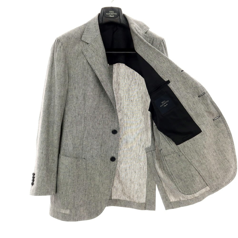【中古】ティト アレグレット TITO ALLEGRETTO シルクリネン 3B テーラードジャケット ライトグレー【サイズ50】【 状態ランクB 】【 メンズ 】