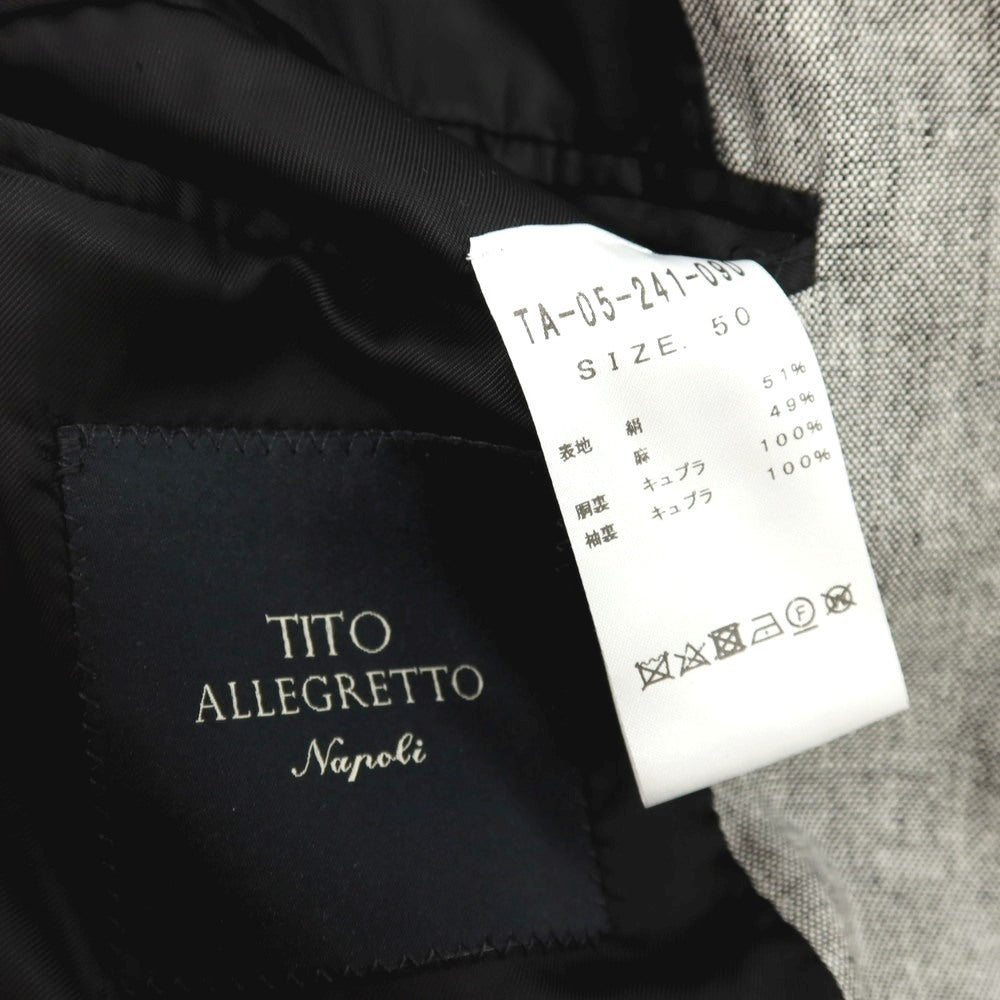 【中古】ティト アレグレット TITO ALLEGRETTO シルクリネン 3B テーラードジャケット ライトグレー【サイズ50】【 状態ランクB 】【 メンズ 】