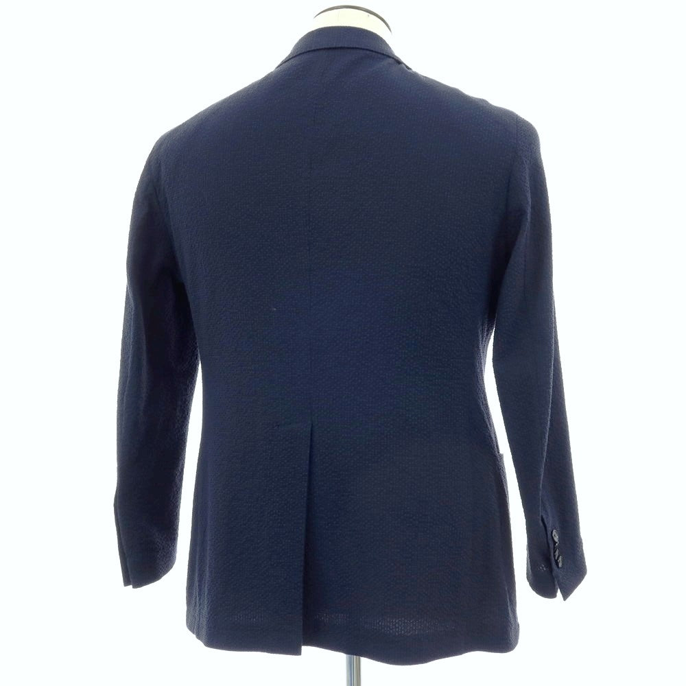 【中古】タリアトーレ TAGLIATORE ストレッチ コットン系 シアサッカー 2B テーラードジャケット ネイビー【サイズ50】【 状態ランクD 】【 メンズ 】