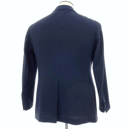 【中古】タリアトーレ TAGLIATORE ストレッチ コットン系 シアサッカー 2B テーラードジャケット ネイビー【サイズ50】【 状態ランクD 】【 メンズ 】