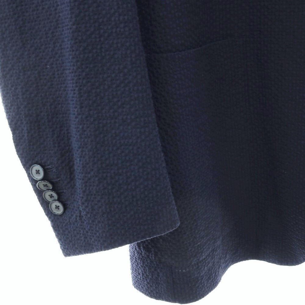 【中古】タリアトーレ TAGLIATORE ストレッチ コットン系 シアサッカー 2B テーラードジャケット ネイビー【サイズ50】【 状態ランクD 】【 メンズ 】