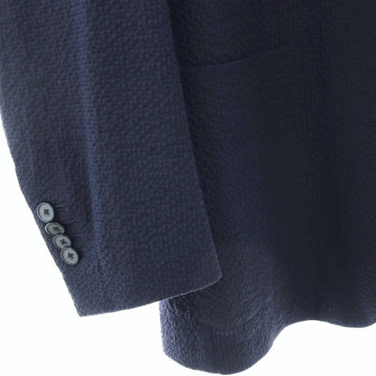 【中古】タリアトーレ TAGLIATORE ストレッチ コットン系 シアサッカー 2B テーラードジャケット ネイビー【サイズ50】【 状態ランクD 】【 メンズ 】