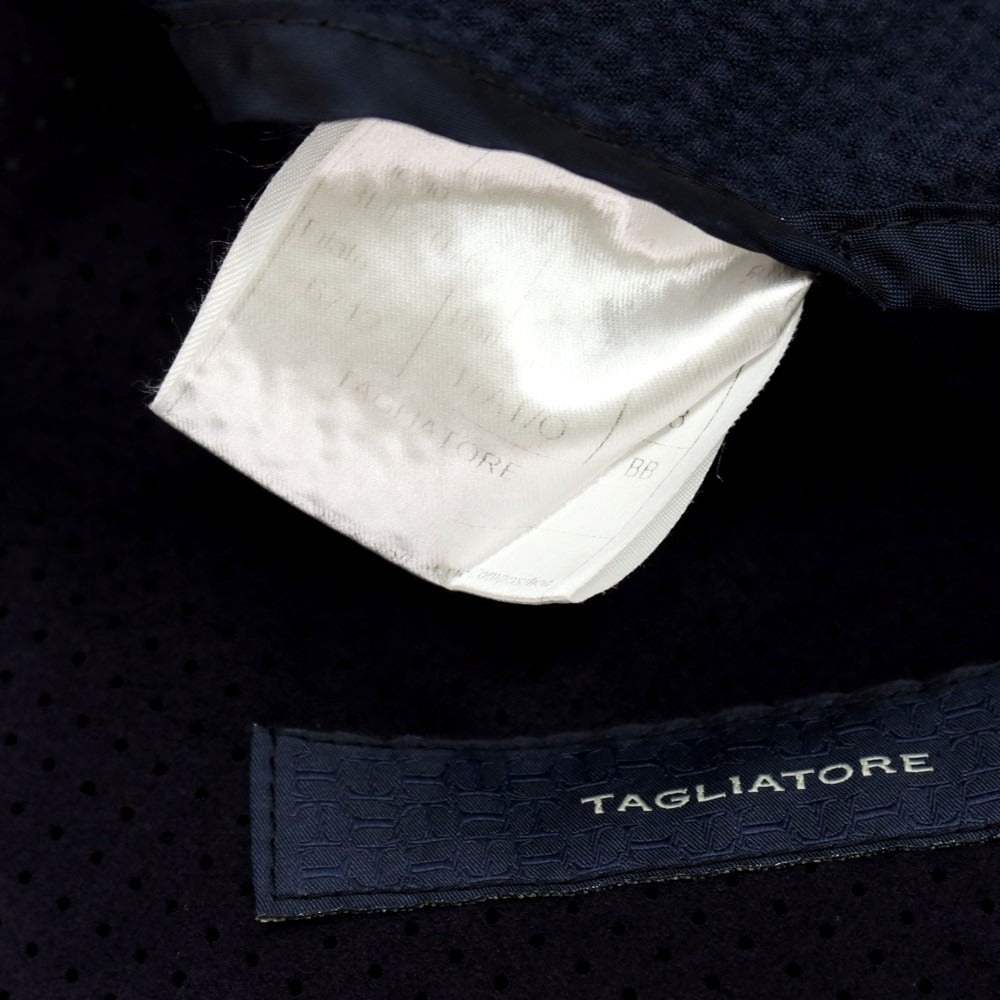 【中古】タリアトーレ TAGLIATORE ストレッチ コットン系 シアサッカー 2B テーラードジャケット ネイビー【サイズ50】【 状態ランクD 】【 メンズ 】