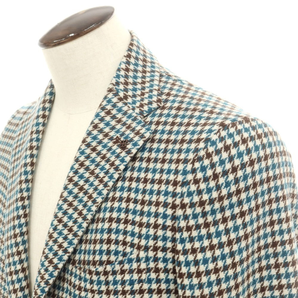 【中古】タリアトーレ TAGLIATORE ウールナイロン ガンクラブチェック 2B テーラードジャケット ブルーxホワイト【 50 】【 状態ランクB 】【 メンズ 】