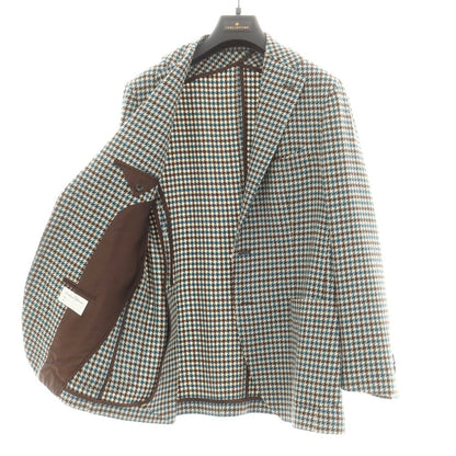 【中古】タリアトーレ TAGLIATORE ウールナイロン ガンクラブチェック 2B テーラードジャケット ブルーxホワイト【 50 】【 状態ランクB 】【 メンズ 】