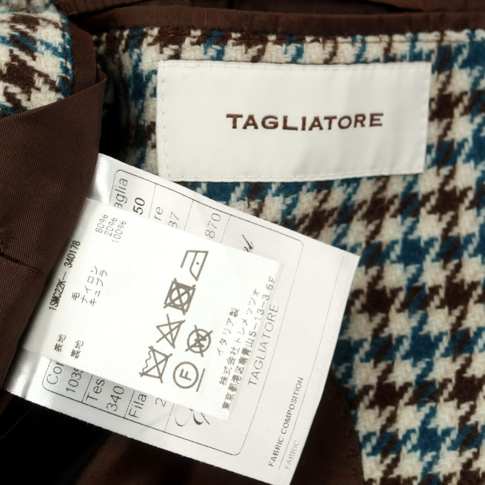 【中古】タリアトーレ TAGLIATORE ウールナイロン ガンクラブチェック 2B テーラードジャケット ブルーxホワイト【 50 】【 状態ランクB 】【 メンズ 】