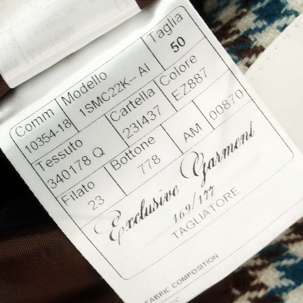 【中古】タリアトーレ TAGLIATORE ウールナイロン ガンクラブチェック 2B テーラードジャケット ブルーxホワイト【 50 】【 状態ランクB 】【 メンズ 】