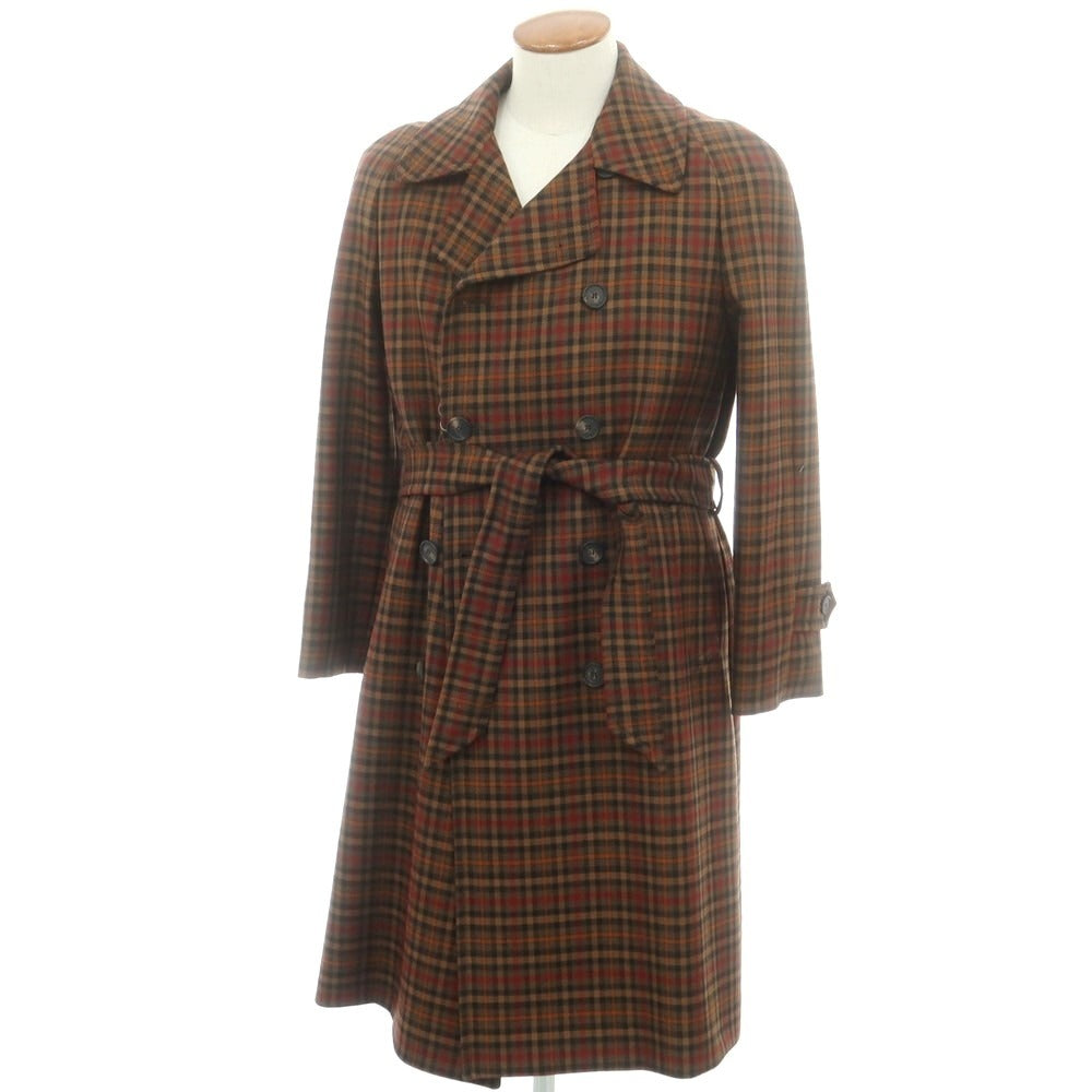 【中古】タリアトーレ TAGLIATORE ウール チェック ダブルブレストコート ブラウンxレッド【 46 】【 状態ランクC 】【 メンズ 】