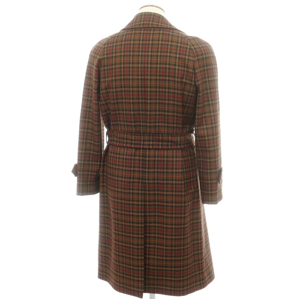 【中古】タリアトーレ TAGLIATORE ウール チェック ダブルブレストコート ブラウンxレッド【 46 】【 状態ランクC 】【 メンズ 】