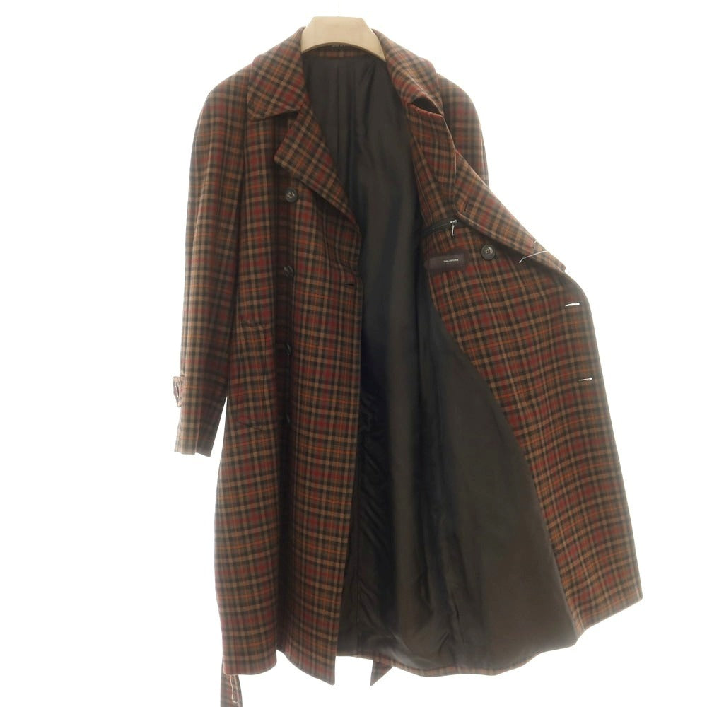 【中古】タリアトーレ TAGLIATORE ウール チェック ダブルブレストコート ブラウンxレッド【 46 】【 状態ランクC 】【 メンズ 】