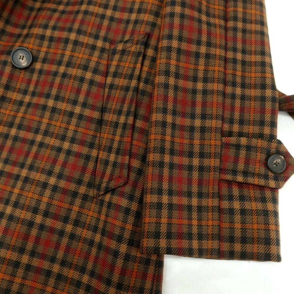 【中古】タリアトーレ TAGLIATORE ウール チェック ダブルブレストコート ブラウンxレッド【 46 】【 状態ランクC 】【 メンズ 】