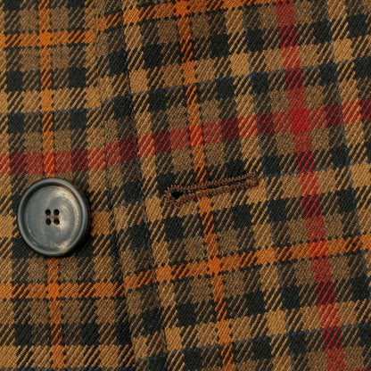 【中古】タリアトーレ TAGLIATORE ウール チェック ダブルブレストコート ブラウンxレッド【 46 】【 状態ランクC 】【 メンズ 】