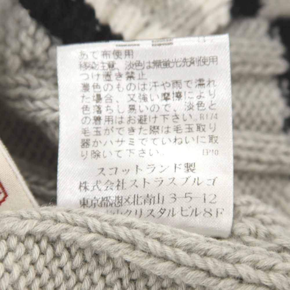 【中古】マック ジョージ Mc George ケーブル編み コットン チルデン ニット カーディガン ライトグレー【サイズ44】【 状態ランクB 】【 メンズ 】