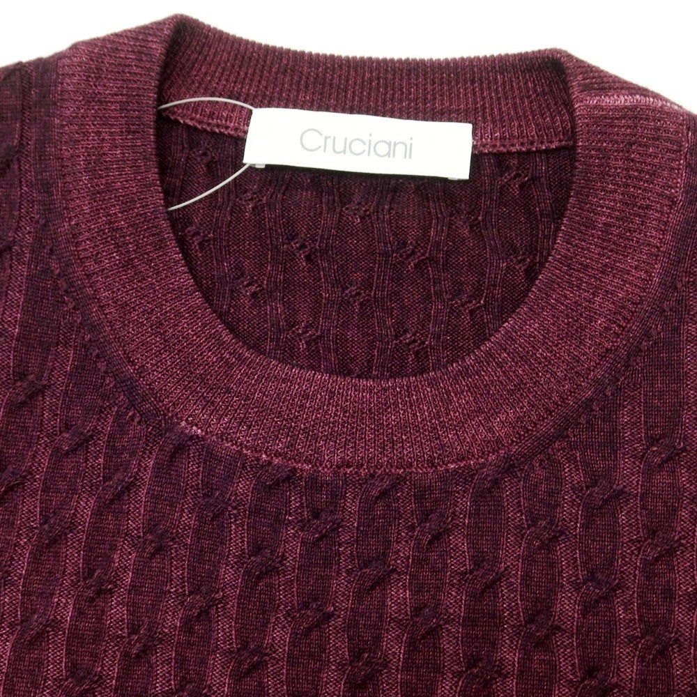 【中古】クルチアーニ CRUCIANI ウール クルーネック プルオーバーニット パープル【 50 】【 状態ランクA 】【 メンズ 】