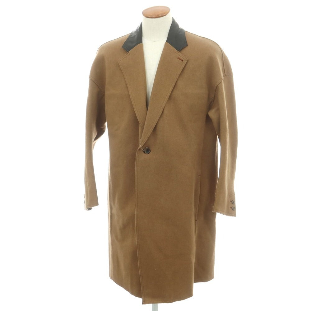 【中古】ザステノ The steno ウールカシミヤ チェスターフィールドコート ブラウン【 46 】【 状態ランクA 】【 メンズ 】