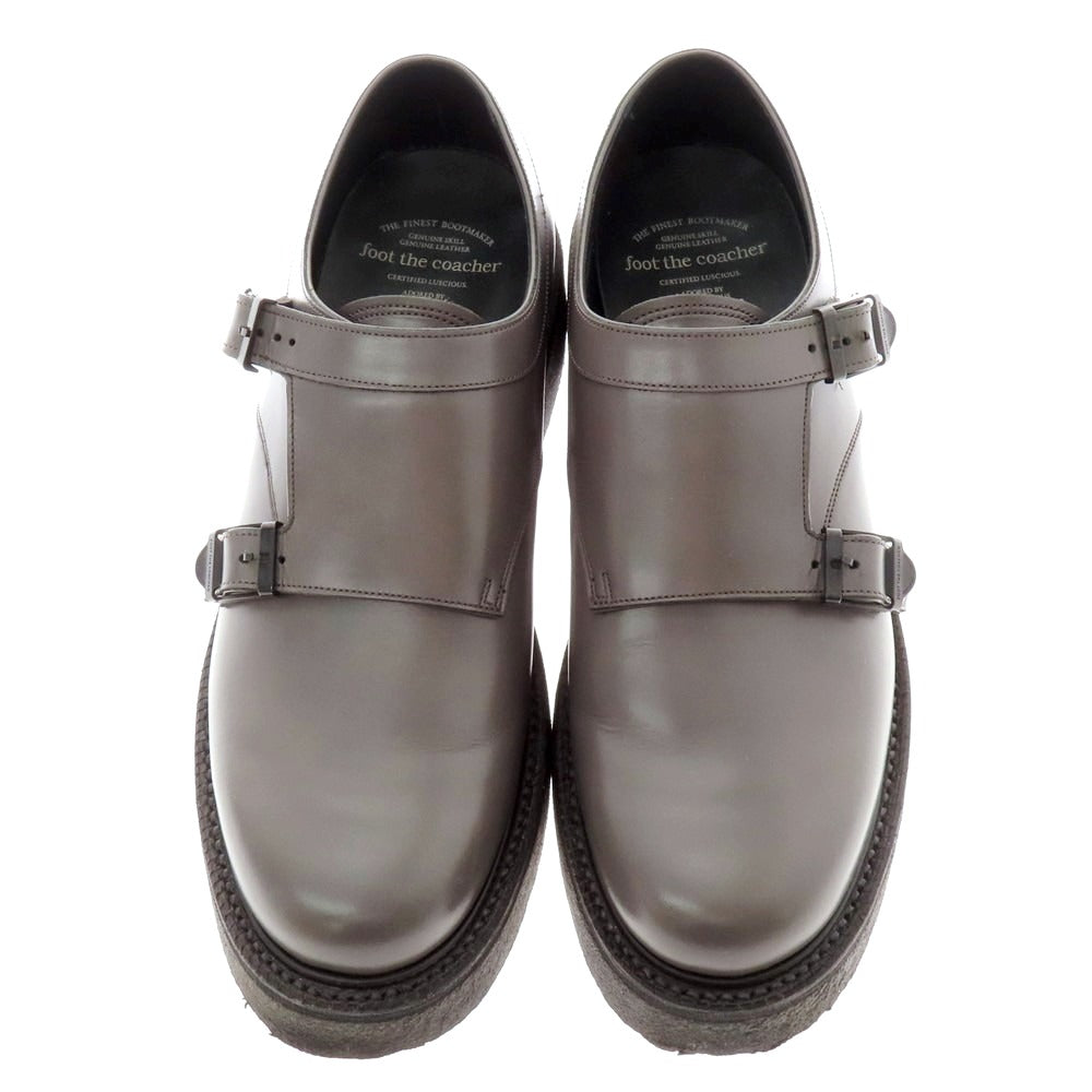 【中古】フットザコーチャー foot the coacher ダブルモンク ラバーソールシューズ グレー【 25E 】【 状態ランクB 】【 メンズ 】