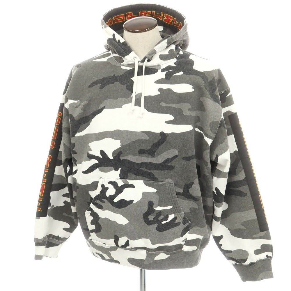 【中古】シュプリーム Supreme 2025年秋冬 Woven Patches Hooded Sweatshirt カモフラ パーカー グレーxホワイト【 XL 】【 状態ランクB 】【 メンズ 】