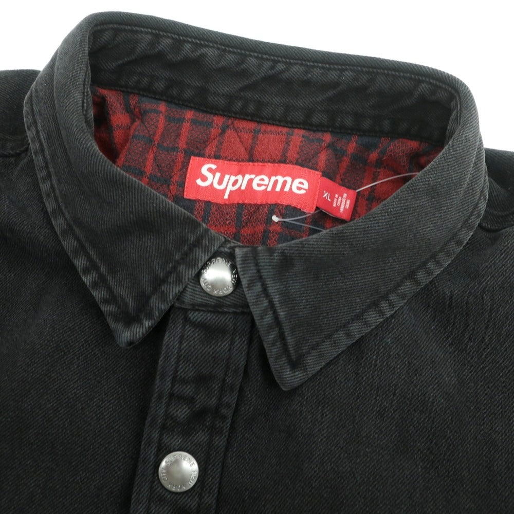 【中古】シュプリーム Supreme 2025年秋冬 Quilted Lined Denim Snap Shirt コットン カジュアルシャツ ブラック【 XL 】【 状態ランクA 】【 メンズ 】
