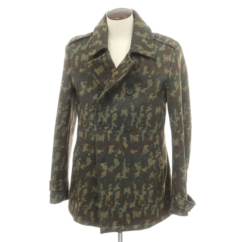 【中古】ジャンカルロロッシ GIAN CARLO ROSSI ポリエステルコットン カモフラージュ柄 ピーコート オリーブ【 54 】【 状態ランクB 】【 メンズ 】