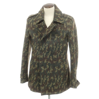 【中古】ジャンカルロロッシ GIAN CARLO ROSSI ポリエステルコットン カモフラージュ柄 ピーコート オリーブ【 54 】【 状態ランクB 】【 メンズ 】
