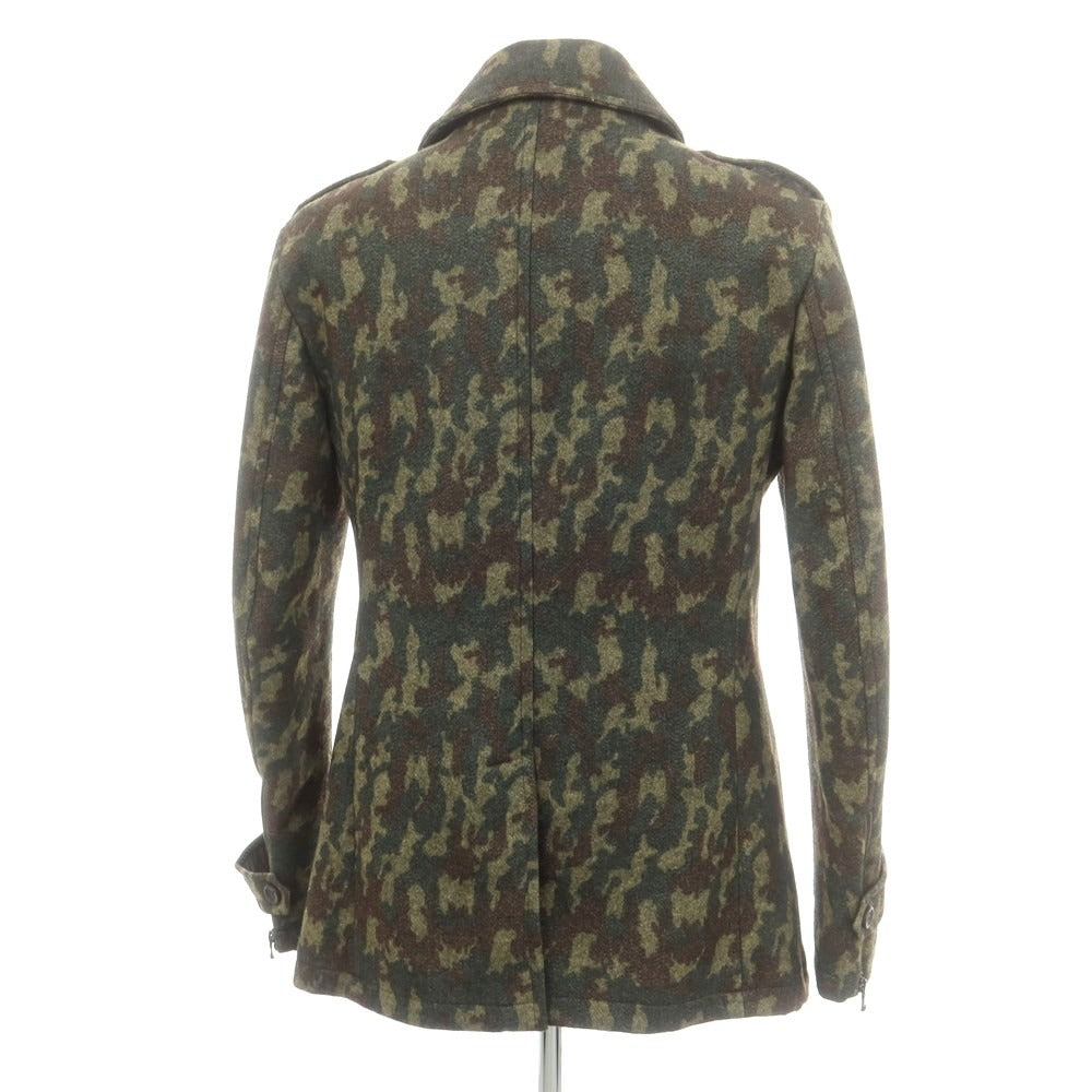 【中古】ジャンカルロロッシ GIAN CARLO ROSSI ポリエステルコットン カモフラージュ柄 ピーコート オリーブ【サイズ54】【 状態ランクB 】【 メンズ 】[CPD]