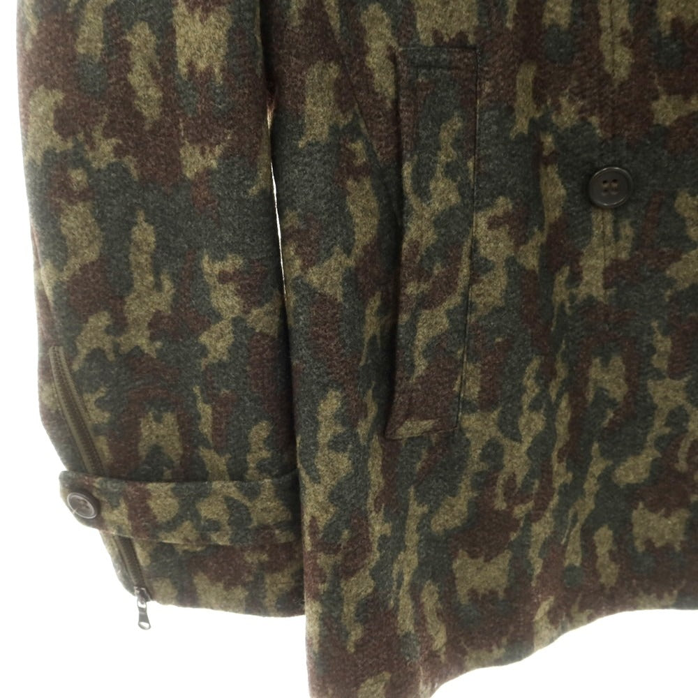 【中古】ジャンカルロロッシ GIAN CARLO ROSSI ポリエステルコットン カモフラージュ柄 ピーコート オリーブ【サイズ54】【 状態ランクB 】【 メンズ 】[CPD]
